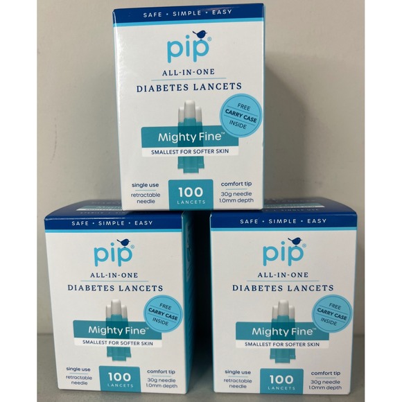 Pip Other - LOT of 300 Pip Mighty Fine All-in-One Diabetes 100 Ct 30 G 1.0mm Safety Lancets